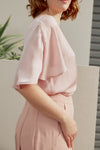 Flutter Sleeve Satin Top (Pink)