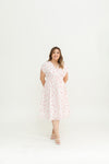 Smocked Waist Ruched Sleeves Dress (Pink)