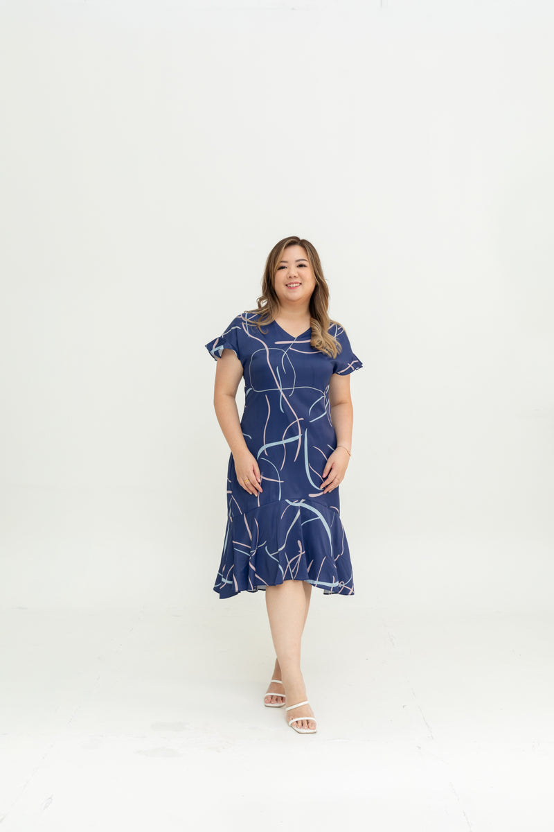 Flute Hem Midi Dress (édition limitée print in Confetti)