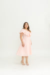 Linen Flutter Sleeves Flare Dress (Pastel Pink)