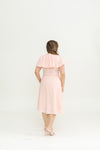 Linen Flutter Sleeves Flare Dress (Pastel Pink)