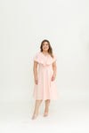 Linen Flutter Sleeves Flare Dress (Pastel Pink)