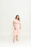 Linen Flutter Sleeves Flare Dress (Pastel Pink)