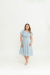 Linen Flutter Sleeves Flare Dress (Cinderella Blue)