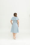 Linen Flutter Sleeves Flare Dress (Cinderella Blue)