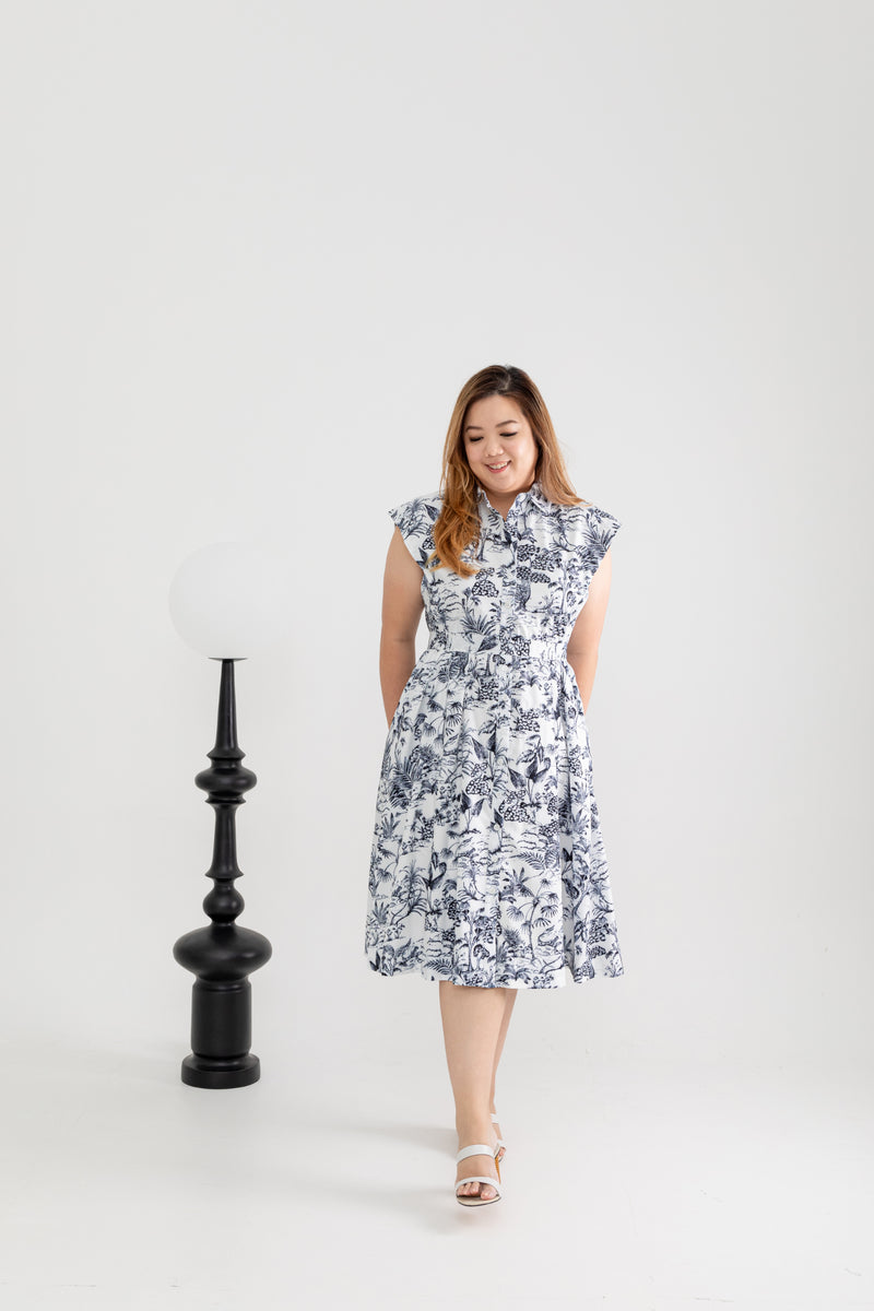 Toile de Jouy Shirt Dress (Black)