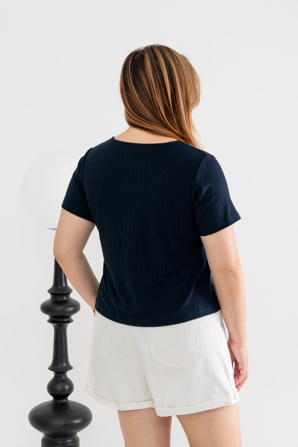 Soft Ribbed Cotton Tee (Navy)