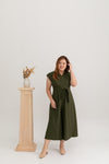 Eyelet Batwing Midi Jumpsuit (Army Green)