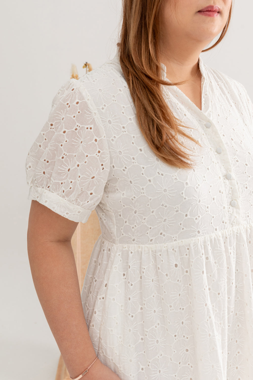 Eyelet Summer Tiered Dress (White)