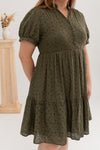 Eyelet Summer Tiered Dress (Army Green)