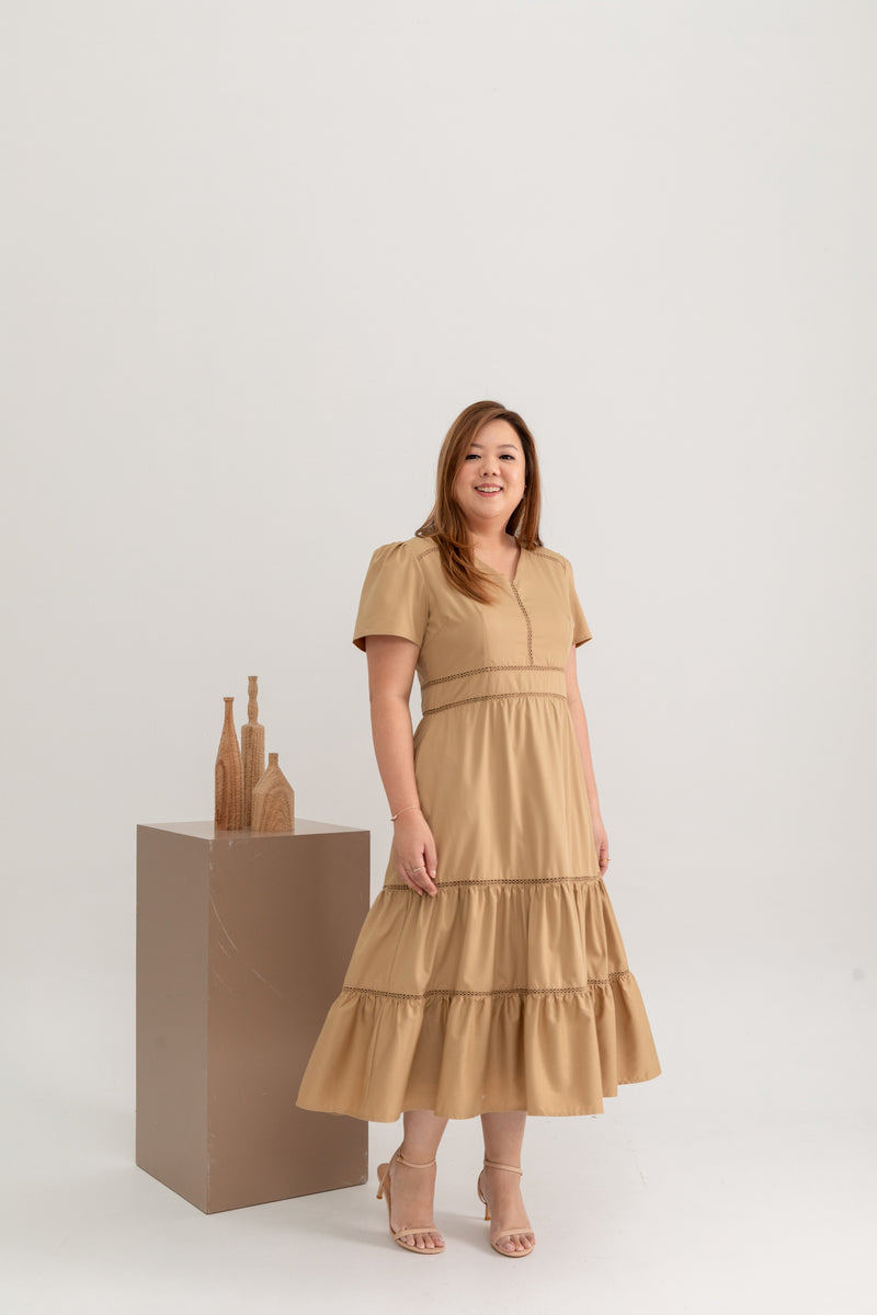 Harper Midi Dress (Khaki)