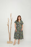 Safari Print Midi Dress (Navy)