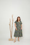 Safari Print Midi Dress (Navy)