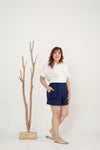 Embroidery Eyelet Resort Shorts (Navy)