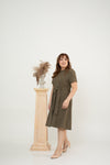 Waist-tie Fit and Flare Dress (Army Green)