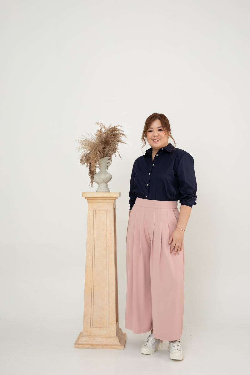 Pleated Palazzo Pants (Pink)