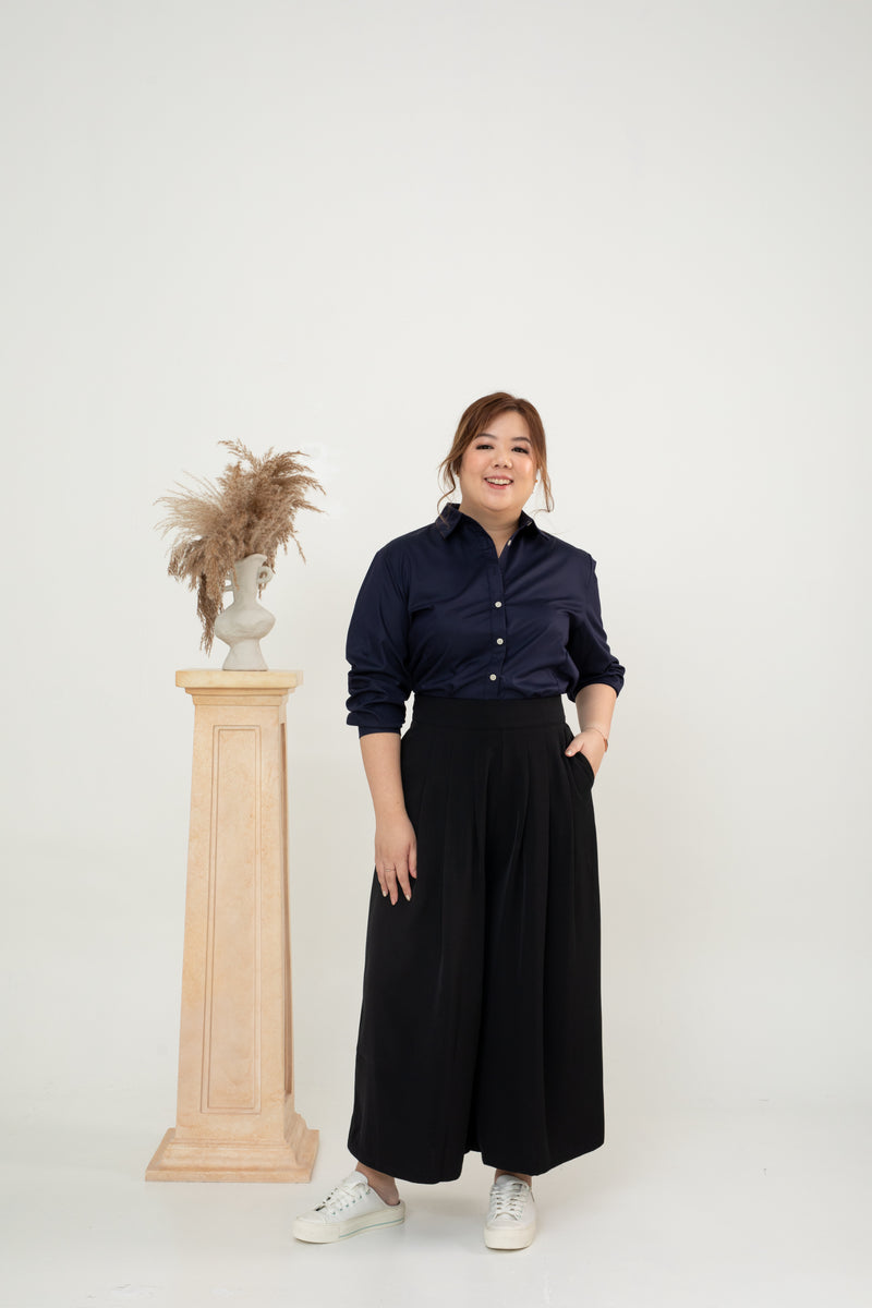 Pleated Palazzo Pants (Black)