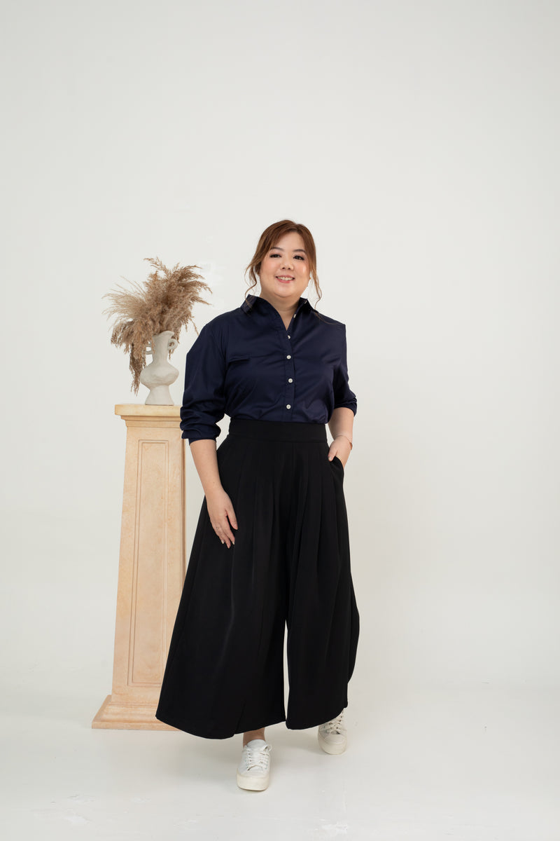 Pleated Palazzo Pants (Black)