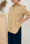 Classic Oversized Side Pocket Shirt (Khaki)