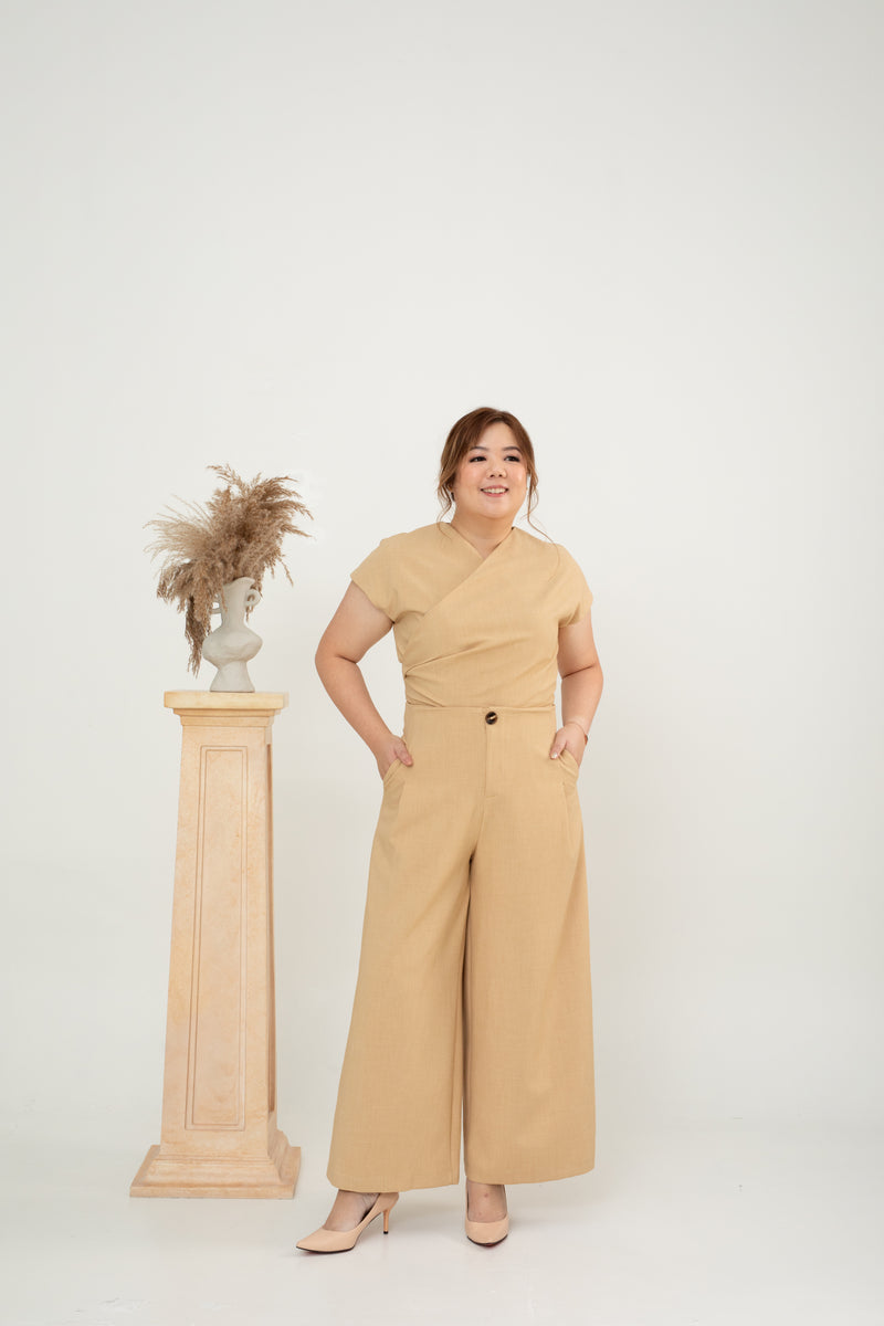 Longline Wide Leg Pants (Khaki)