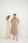 Gia Button Down Shirt Dress (Champagne Brown)