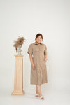 Gia Button Down Shirt Dress (Champagne Brown)