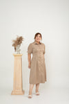 Gia Button Down Shirt Dress (Champagne Brown)