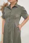 Gia Button Down Shirt Dress (Sage)