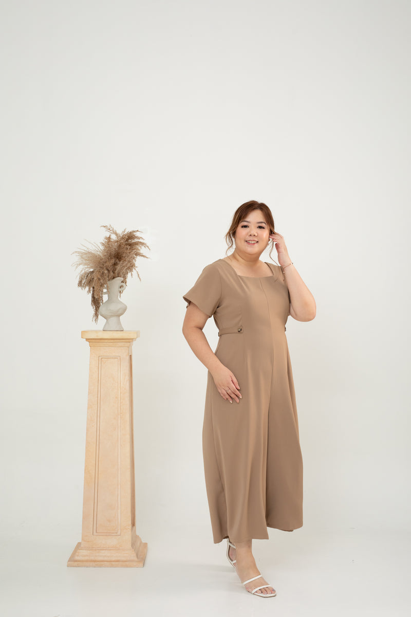 Flutter Sleeves Jumpsuit (Brown)