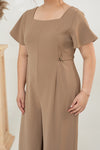 Flutter Sleeves Jumpsuit (Brown)