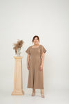 Flutter Sleeves Jumpsuit (Brown)