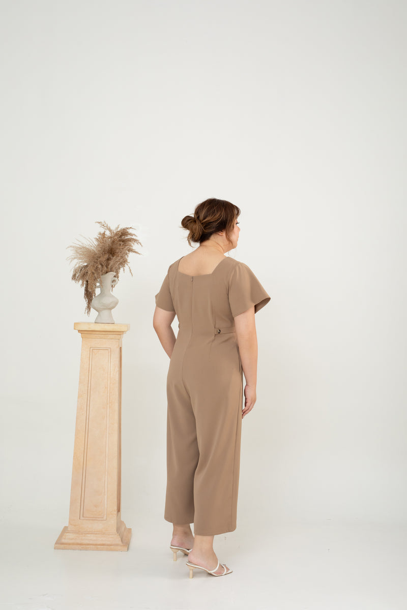 Flutter Sleeves Jumpsuit (Brown)