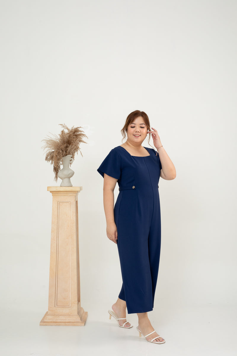 Flutter Sleeves Jumpsuit (Navy)