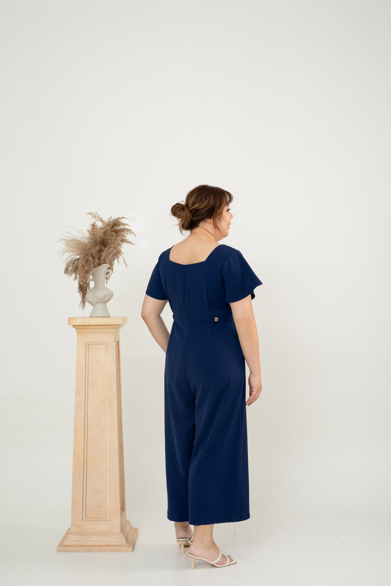 Flutter Sleeves Jumpsuit (Navy)