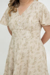 Charlotte Midi Dress (Beige Floral)