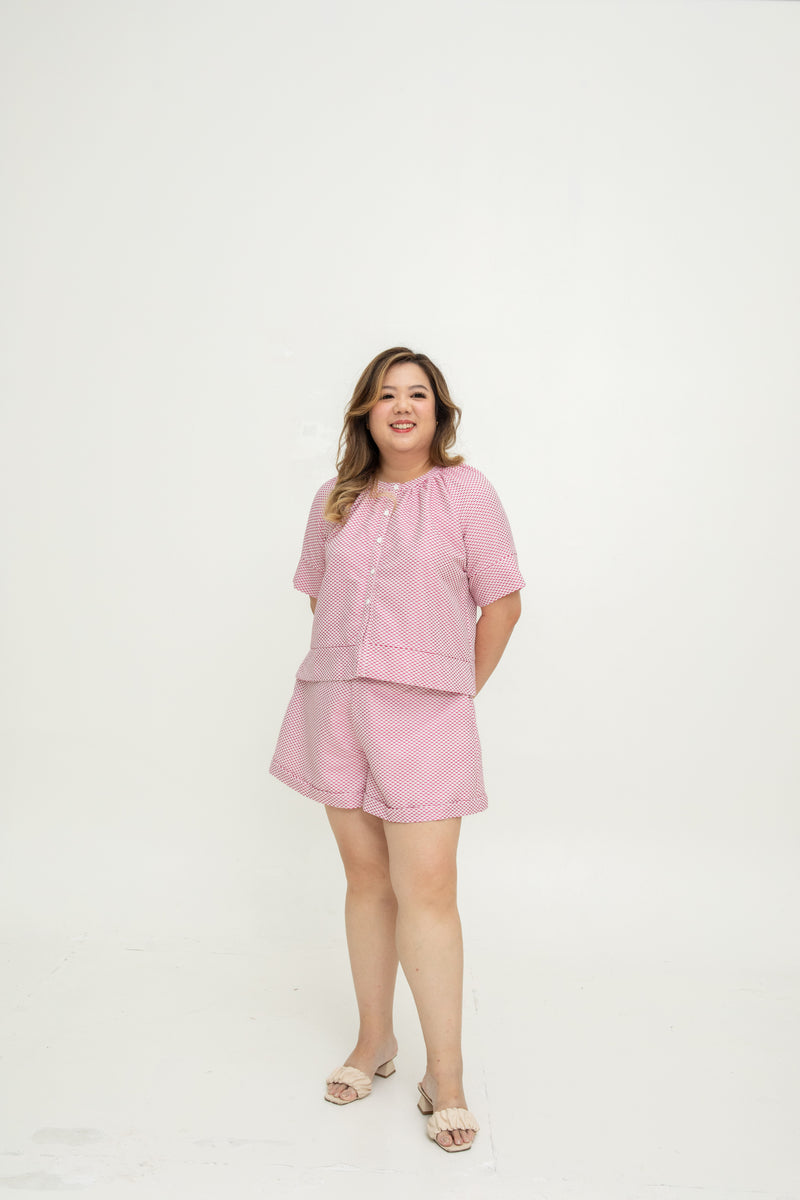 (Co-ord) Soft Luxe Boxy Blouse (Pink)