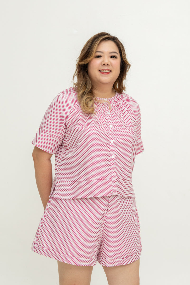 (Co-ord) Soft Luxe Boxy Blouse (Pink)