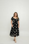 Fleur Noir Tales Embroidery Midi Dress (Moonlit Black)