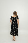 Fleur Noir Tales Embroidery Midi Dress (Moonlit Black)