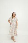 Notch-Neck Pleat Dress (Peranakan Pink Bloom)