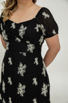 Fleur Noir Tales Embroidery Midi Dress (Moonlit Black)