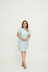 Noir Ruche Shift Dress (Sky Blue)