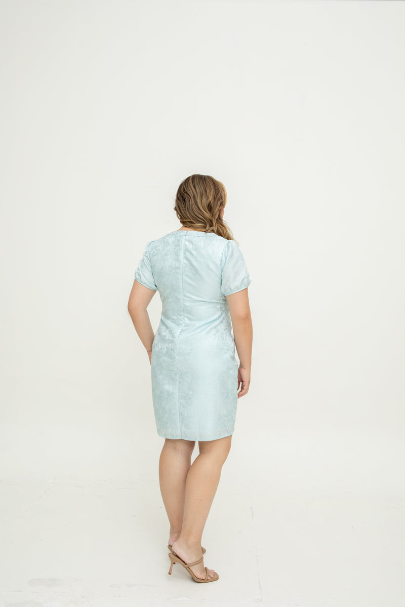 Noir Ruche Shift Dress (Sky Blue)