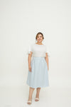 (Co-Ord)Embossed A-line High-Waist Skirt (Pastel Blue)