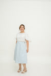 (Co-Ord)Embossed A-line High-Waist Skirt (Pastel Blue)