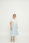 (Co-Ord)Embossed A-line High-Waist Skirt (Pastel Blue)