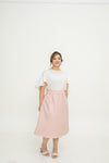 (Co-Ord)Embossed A-line High-Waist Skirt (Pink)