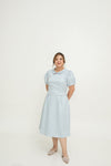 (Co-Ord) Peter Pan Collar Cheongsam Top (Pastel Blue)