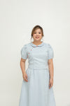 (Co-Ord) Peter Pan Collar Cheongsam Top (Pastel Blue)