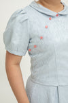 (Co-Ord) Peter Pan Collar Cheongsam Top (Pastel Blue)